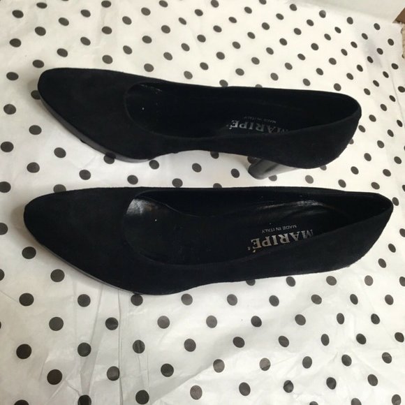 Maripe Womens Black Suede Block Heel Pumps Size US - Picture 4 of 6